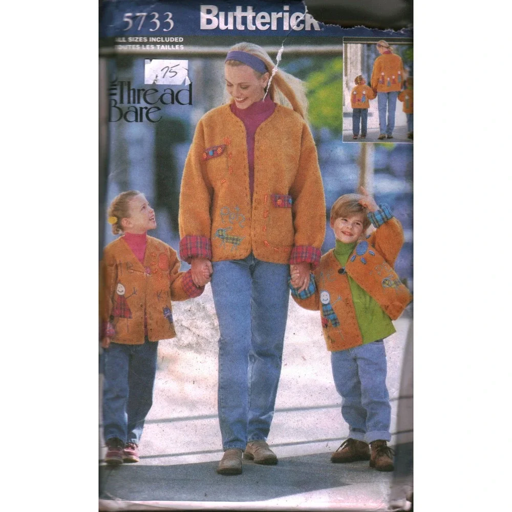 Butterick 5733 Sewing Pattern My Family Me Jacket Misses Childrens S-L 3-6X
